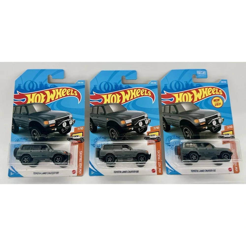 Hot Wheels Toyota Land Cruiser 80 Lot of 3 2021 HW Hot Trucks #226 Gray NEW 1:64